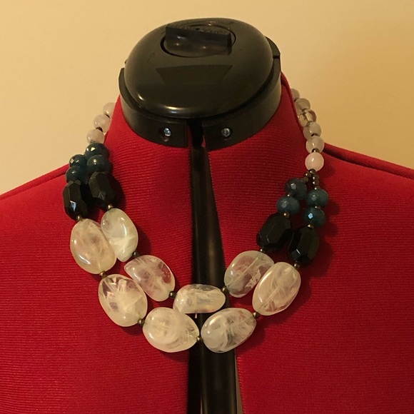 2/$10 Chunky Faux-Stone Statement Necklace - Picture 2 of 2